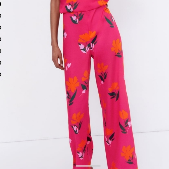 NWT Zara Long Print Jumpsuit pink size Small - Picture 3 of 12